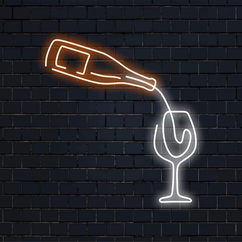 Insegna al neon a LED raffigurante una mescita di vino, perfetta per decorazioni luminose al neon personalizzate e per eleganti decorazioni murali. Ideale per i bar di casa.