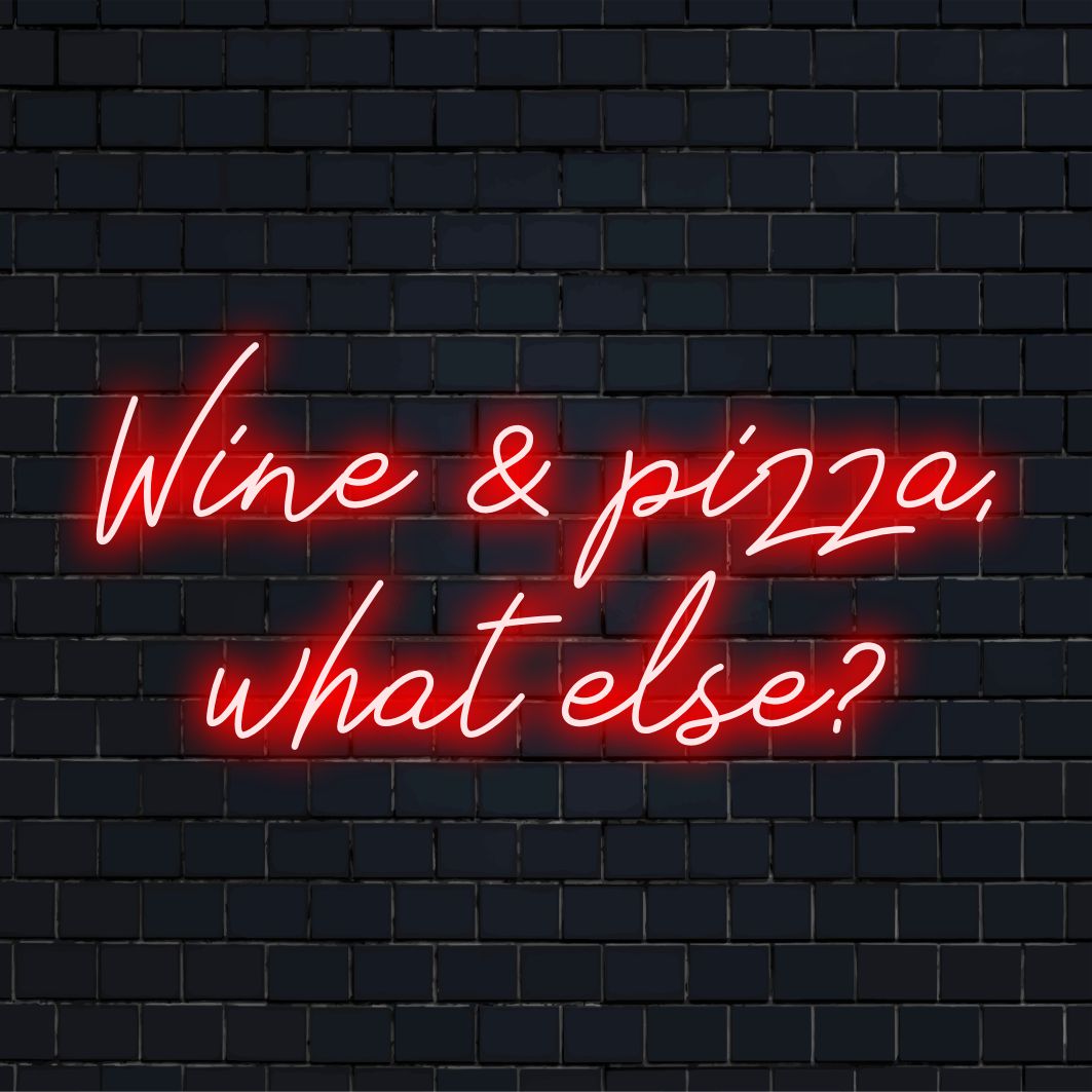 Brugerdefineret LED-neonskilt med legende 'Wine & Pizza'-design, perfekt til neonkunstsamlere og interiør-entusiaster.