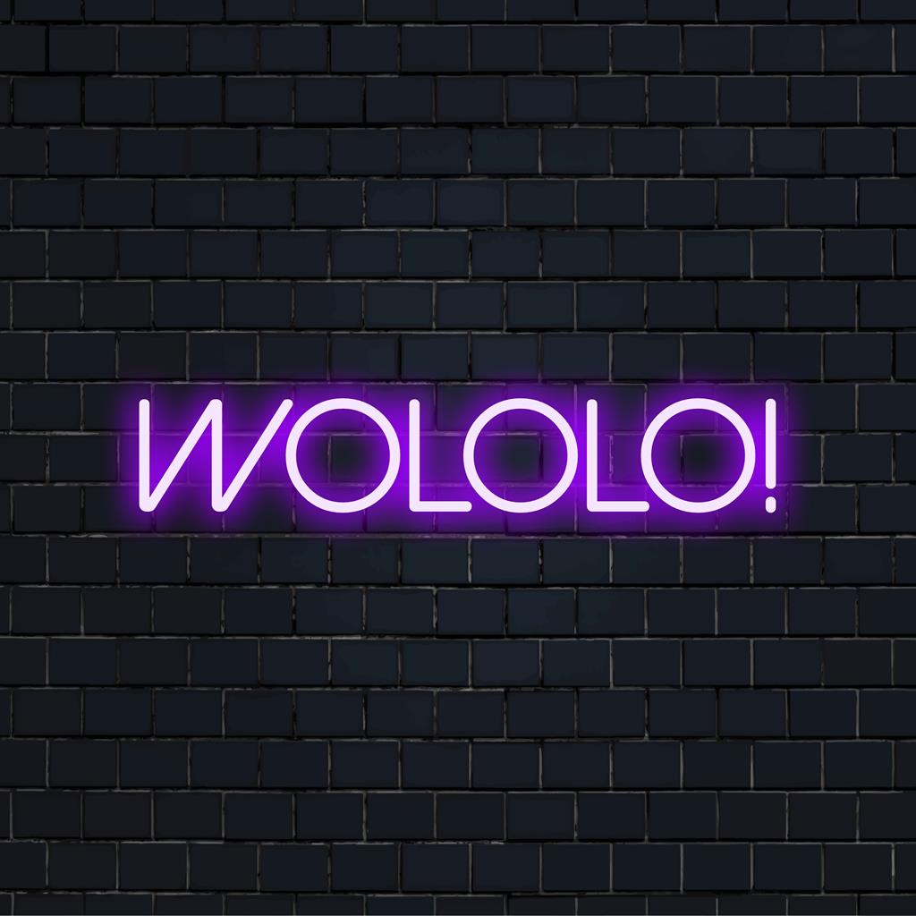 Vibrant Wololo! LED neon sign with bold design and warm glow, perfect for unique wall art and custom decor needs.