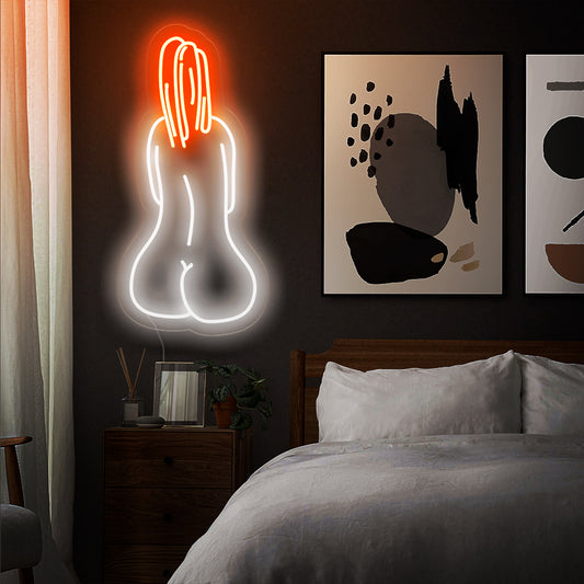 "Woman Abstract Art Neon Sign" Captivating neon masterpiece with abstract representations of the female form, emitting a vibrant glow that adds an artistic and celebratory atmosphere to your space.