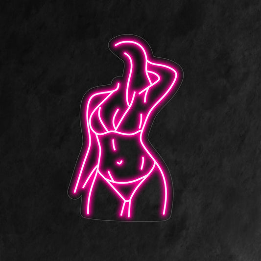 "Woman Body Neon Sign" - An artistic representation of the female form in elegant neon glow