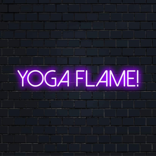 Artistic Yoga Flame! LED neon sign glowing vividly, perfect for custom neon decor or unique wall art centerpiece.