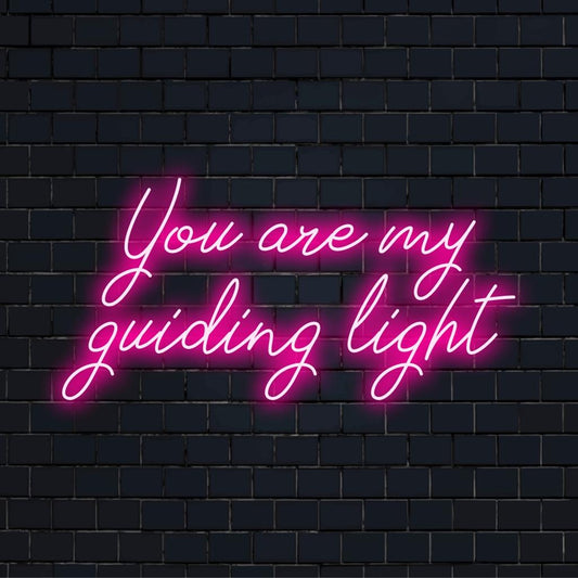 Jaskrawy, niestandardowy neon LED z napisem „Jesteś moim przewodnim światłem”, idealny do nastrojowej sztuki neonowej na ścianie.