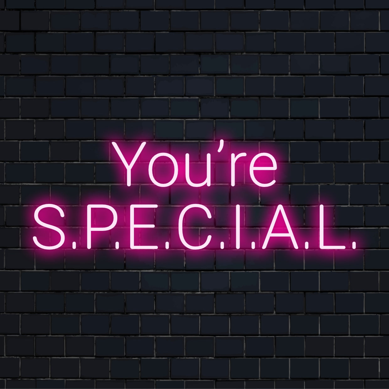 Custom LED neon sign in soft pink script reading You're Special, perfect for personalized neon decor, and gift neon art.