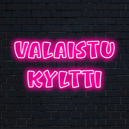 Personoitu LED-logokyltti tekstillä "Valaistu kyltti"