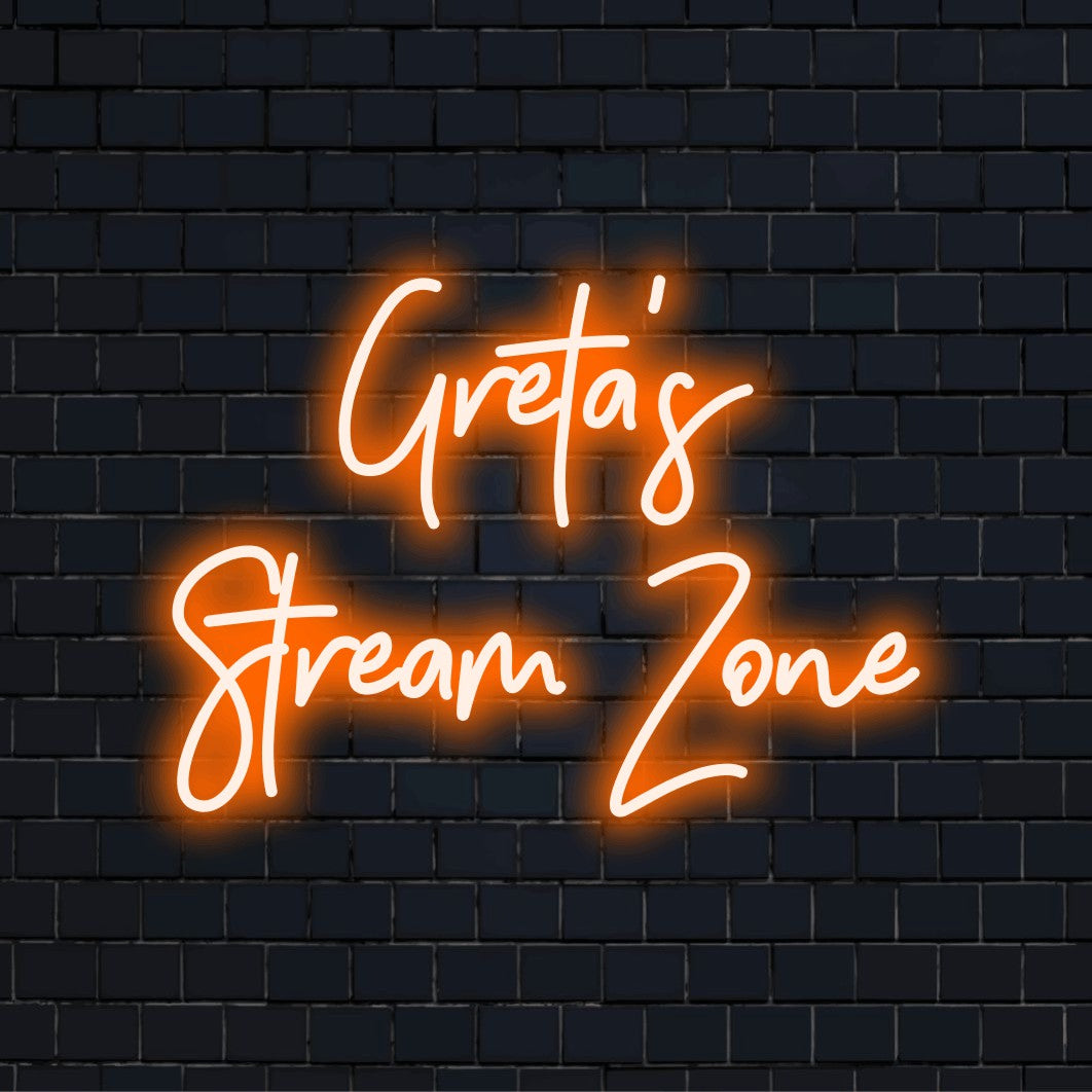 Neonový nápis Greta_s Stream Zone s vlastním názvem | Neonový nápis na ...
