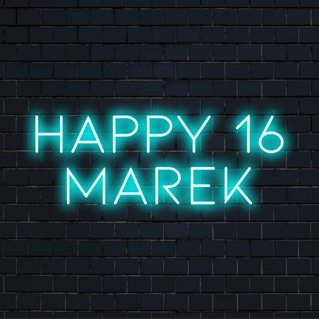 Happy 16 Marek – néon mural LED – The Art Neon