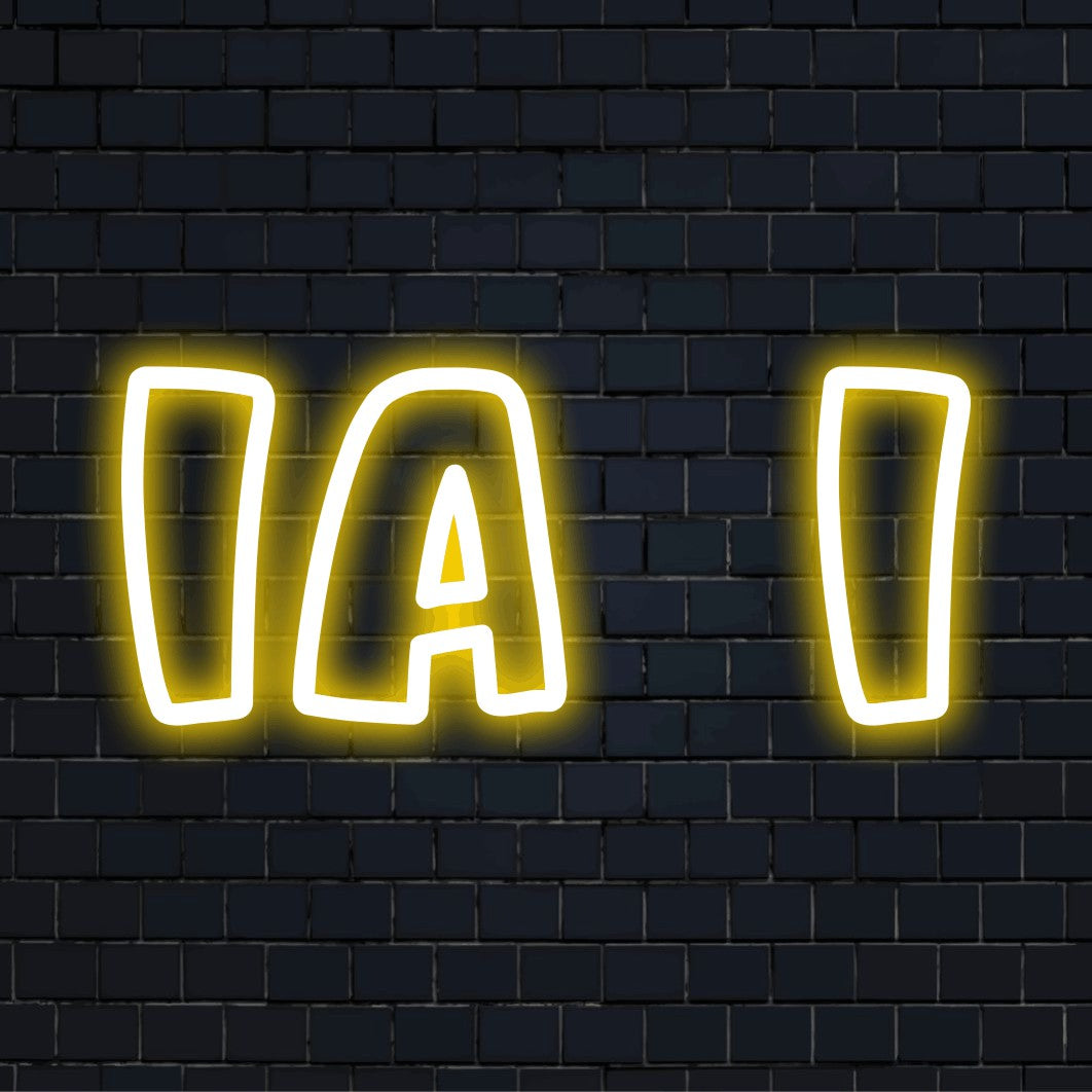 Iasi Neon Light with glowing wall decor on dark brick wall