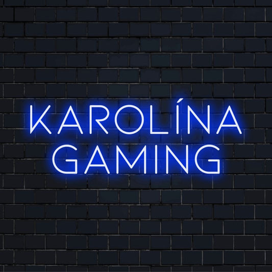 Karolina Gaming Personalized LED Neon Sign, soft neon glow on black brick background