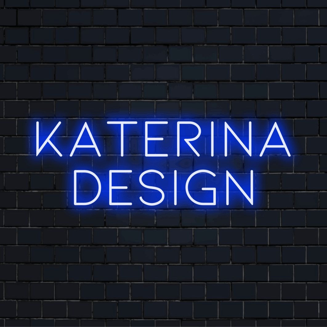 Katerina Design Personalized LED Neon Sign, soft neon glow on dark brick wall