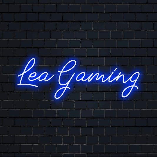 Lea Gaming Personalized LED Neon Sign, bright neon glow on dark brick wall
