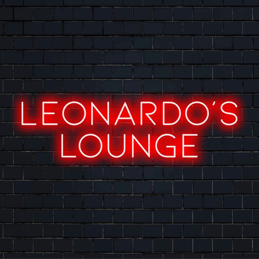 Leonardo_s Lounge Personalized Neon Light with glowing wall decor on dark brick wall