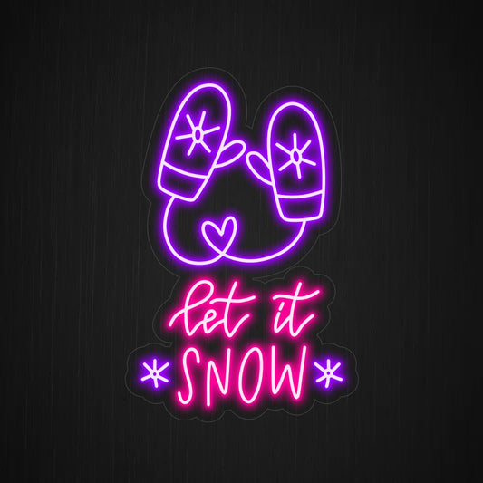 "Let It Snow" neon sign, a whimsical addition to winter or holiday-themed decor, perfect as light wall art.