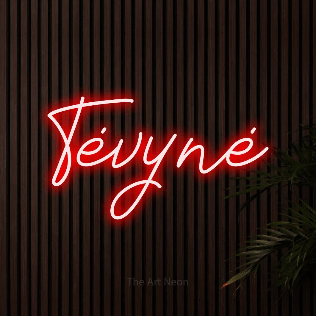 LED neon sign reading “Tėvynė”, arranged in a single line.