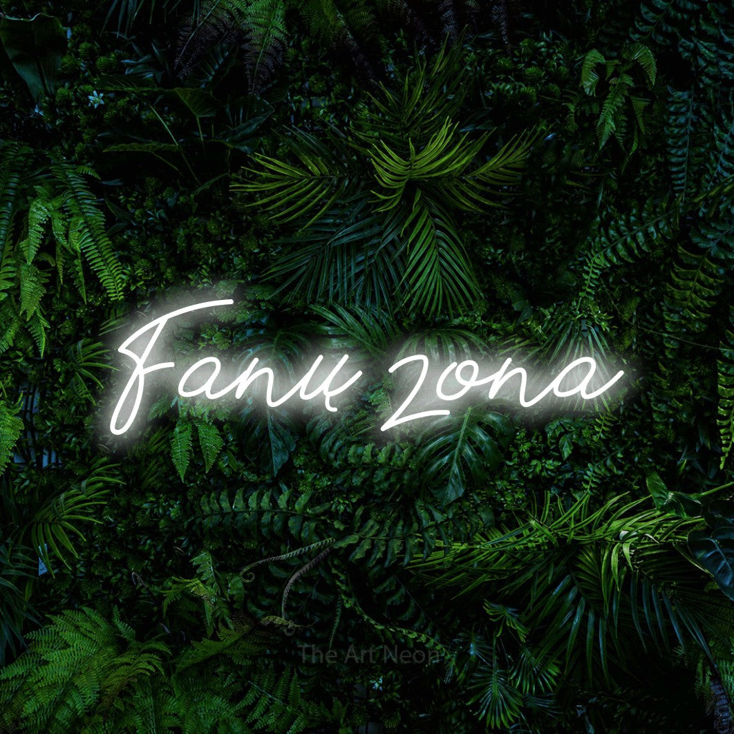 LED neon sign reading “Fanų zona”, arranged in a single line.
