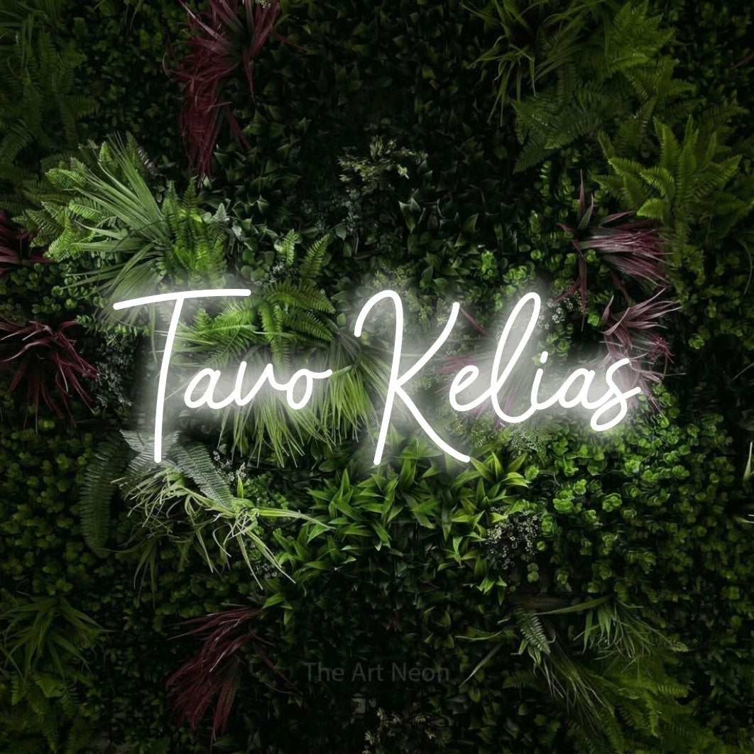 LED neon sign reading “Tavo Kelias”, arranged in a single line.