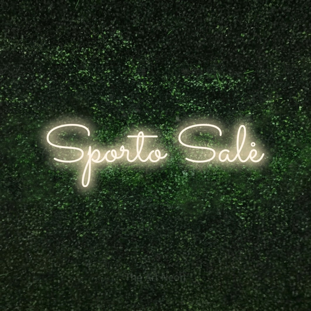 LED neon sign reading “Sporto Salė”, arranged in a single line.