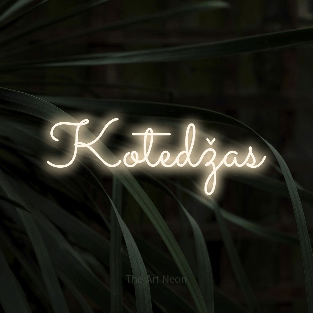 LED neon sign reading “Kotedžas”, arranged in a single line.