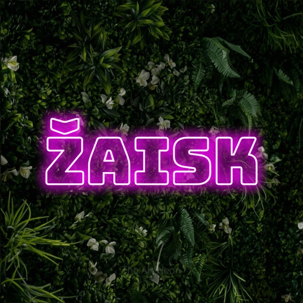 LED neon sign reading “Žaisk”, arranged in a single line.