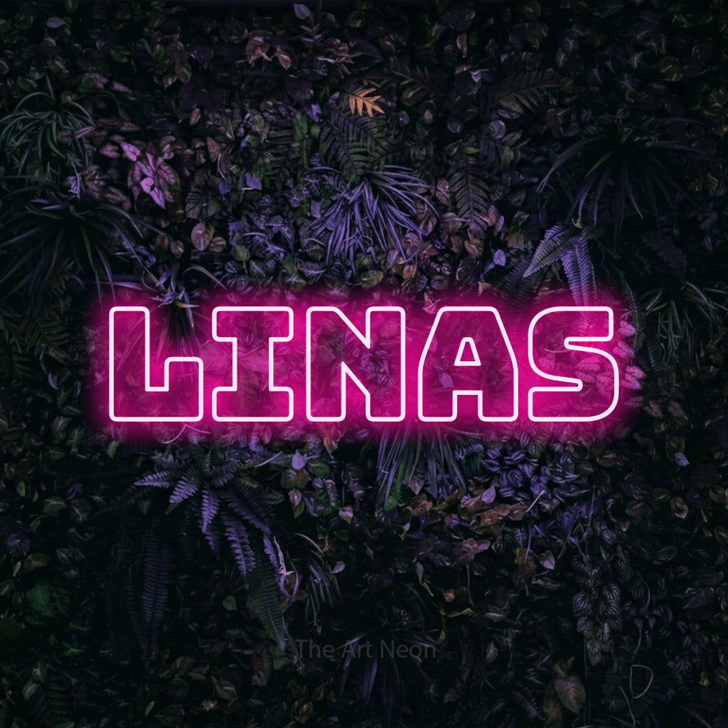 LED neon sign reading “Linas”, arranged in a single line.