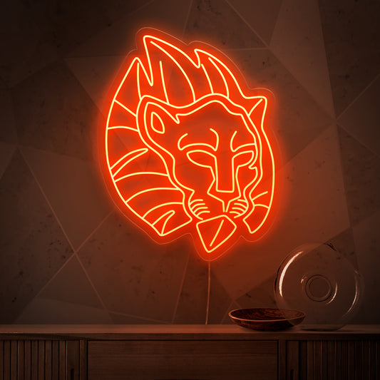 The lion neon sign is a majestic addition to wildlife-themed decor, radiating power and emitting a captivating light.