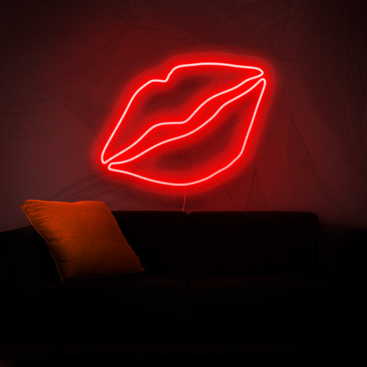 A bold lips neon sign, adding a touch of beauty and glamour to any space with its vibrant and captivating light.