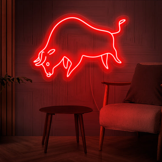 Decorative Bull Shape with Neon Lights