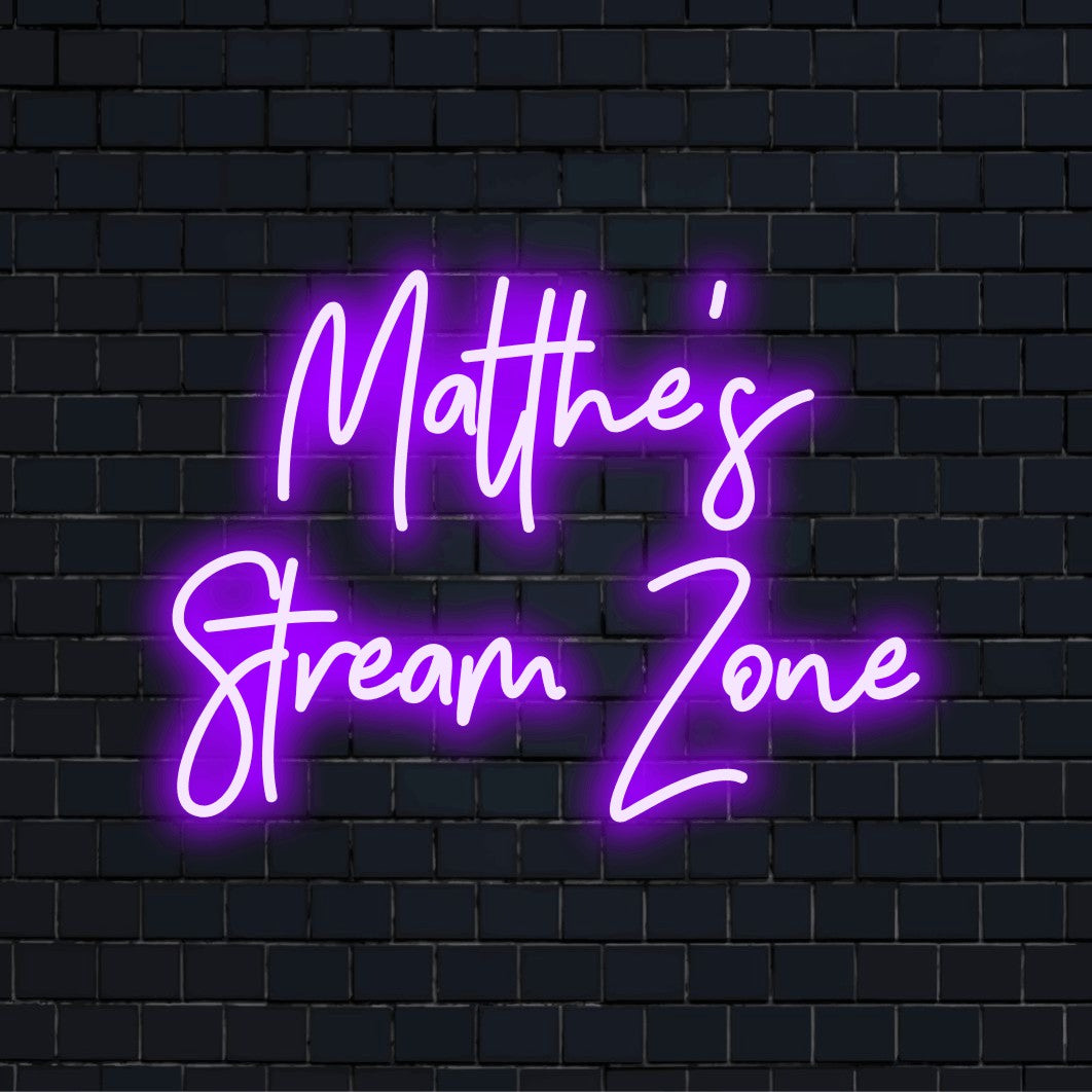 Neonový nápis Malthe_s Stream Zone s vlastním názvem | Neonový nápis na ...