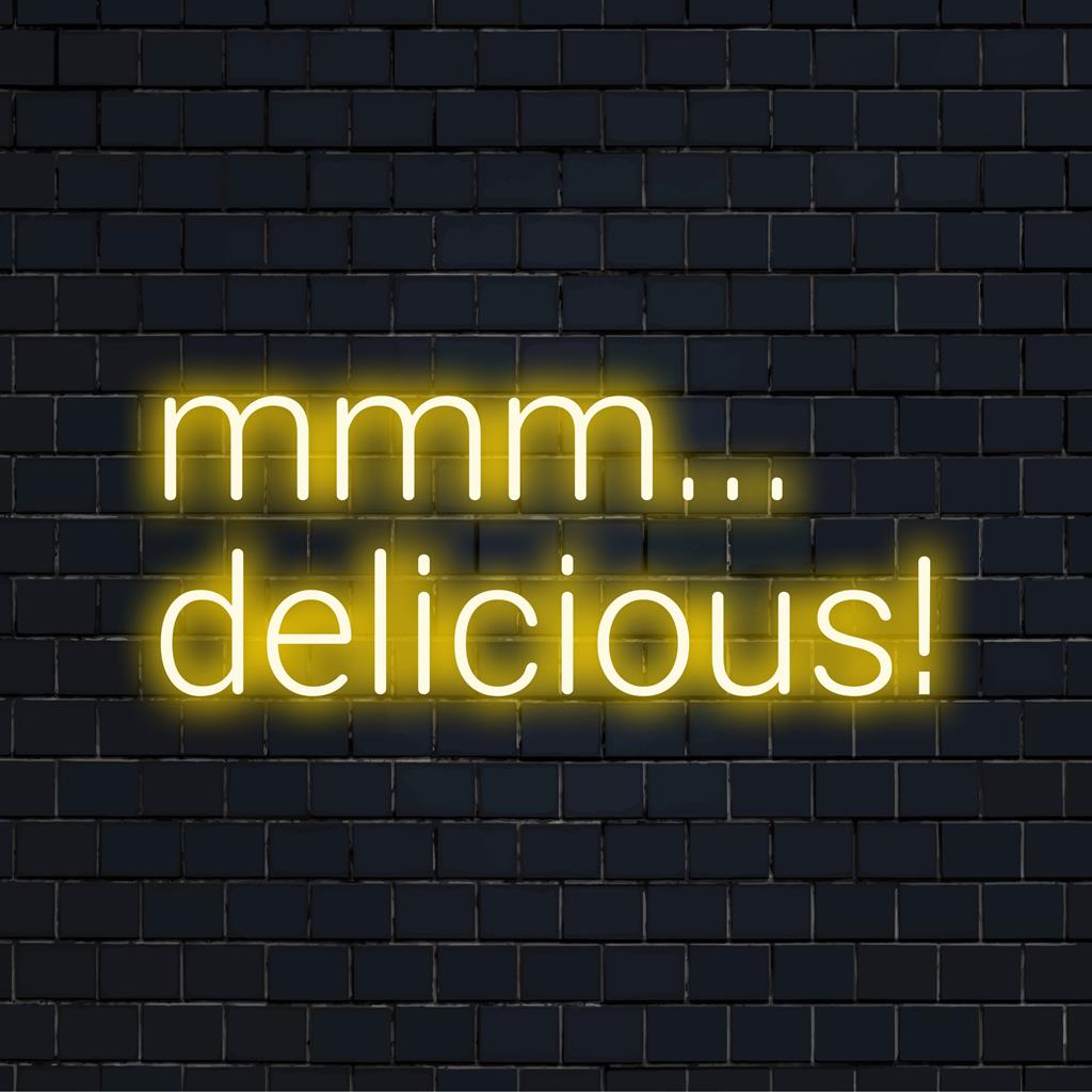 Mmm... Delizioso! Insegna al neon a LED personalizzata che aggiunge un tocco di stile e stravaganza al tuo spazio con vivaci decorazioni luminose al neon.