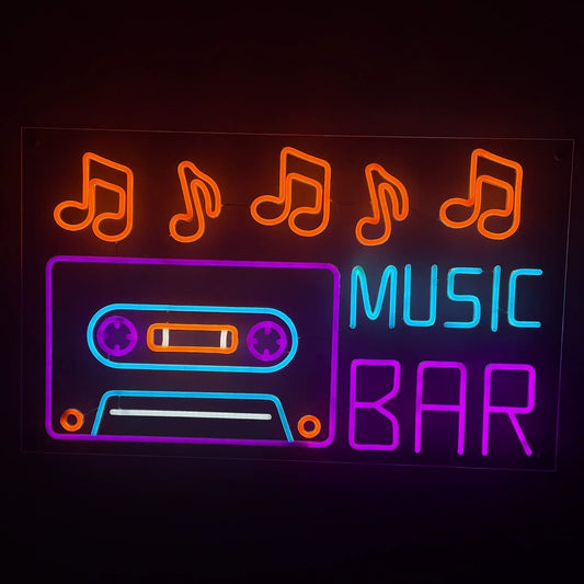 Bar musical enseigne au néon