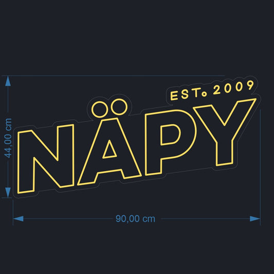 Näpy – räätälöity neonkyltti 90 × 44 cm