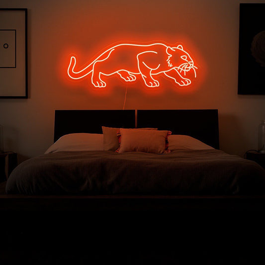 Handmade panther neon sign, a symbol of strength and grace, perfect for adding a touch of fierceness to your decor.