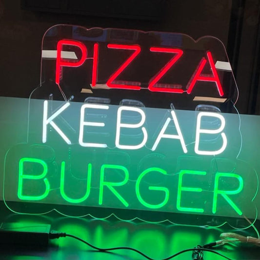 Pizza Kebab Burger Insegna al neon