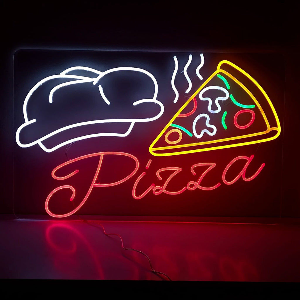 Pizza With Pizza Slice Enseigne au néon