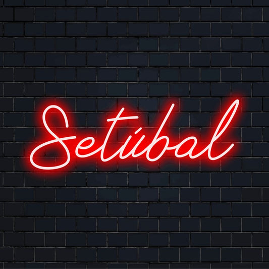 Set Bal LED Neon Sign, neon text light against black brick wall