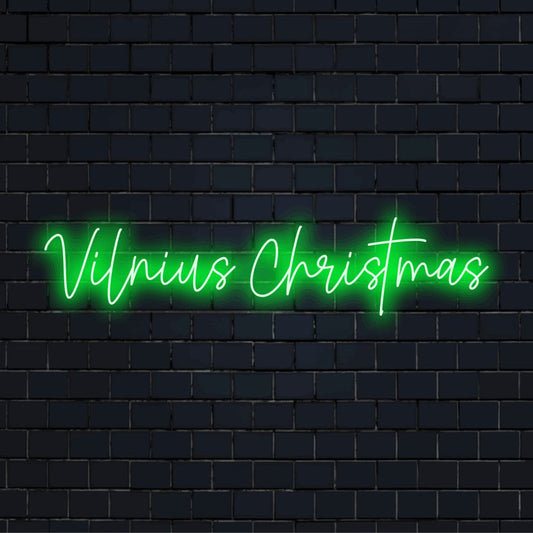Vilnius Christmas LED Neon Sign, neon text light against brick backdrop