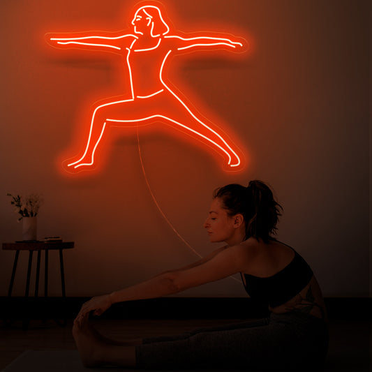 The yoga neon sign is a peaceful addition to meditation decor, providing a serene and tranquil light.